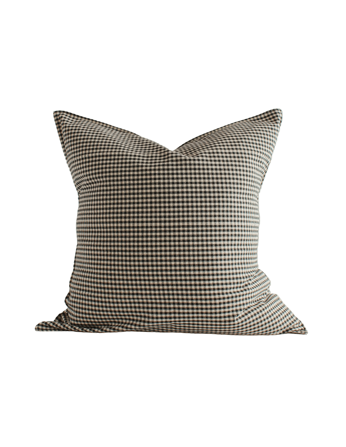 Black Petite Gingham Handwoven Cotton Cushion - Faire Living