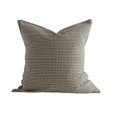 Black Petite Gingham Handwoven Cotton Cushion - Faire Living