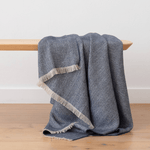 Indigo Baltic Linen & Wool Throw - Faire Living