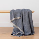 Indigo Baltic Linen & Wool Throw - Faire Living