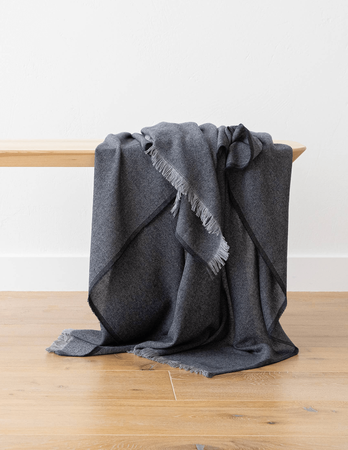 Navy Two - Tone Merino Wool Throw - Faire Living