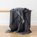 Navy Two - Tone Merino Wool Throw - Faire Living