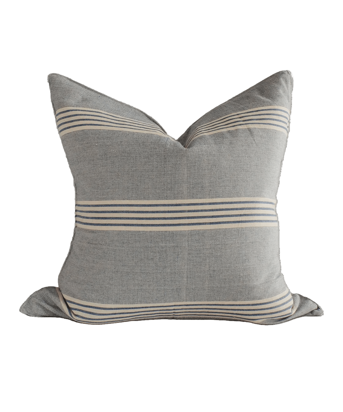 Blue Stripe Handwoven Cotton Cushion - Faire Living