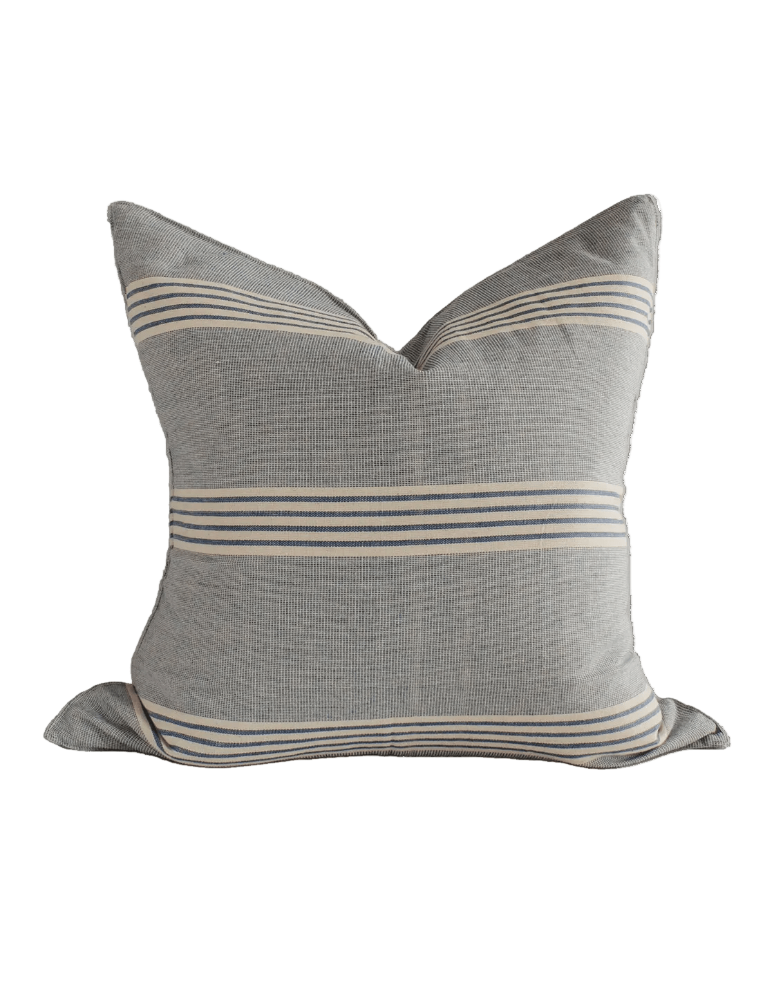 Blue Stripe Handwoven Cotton Cushion - Faire Living