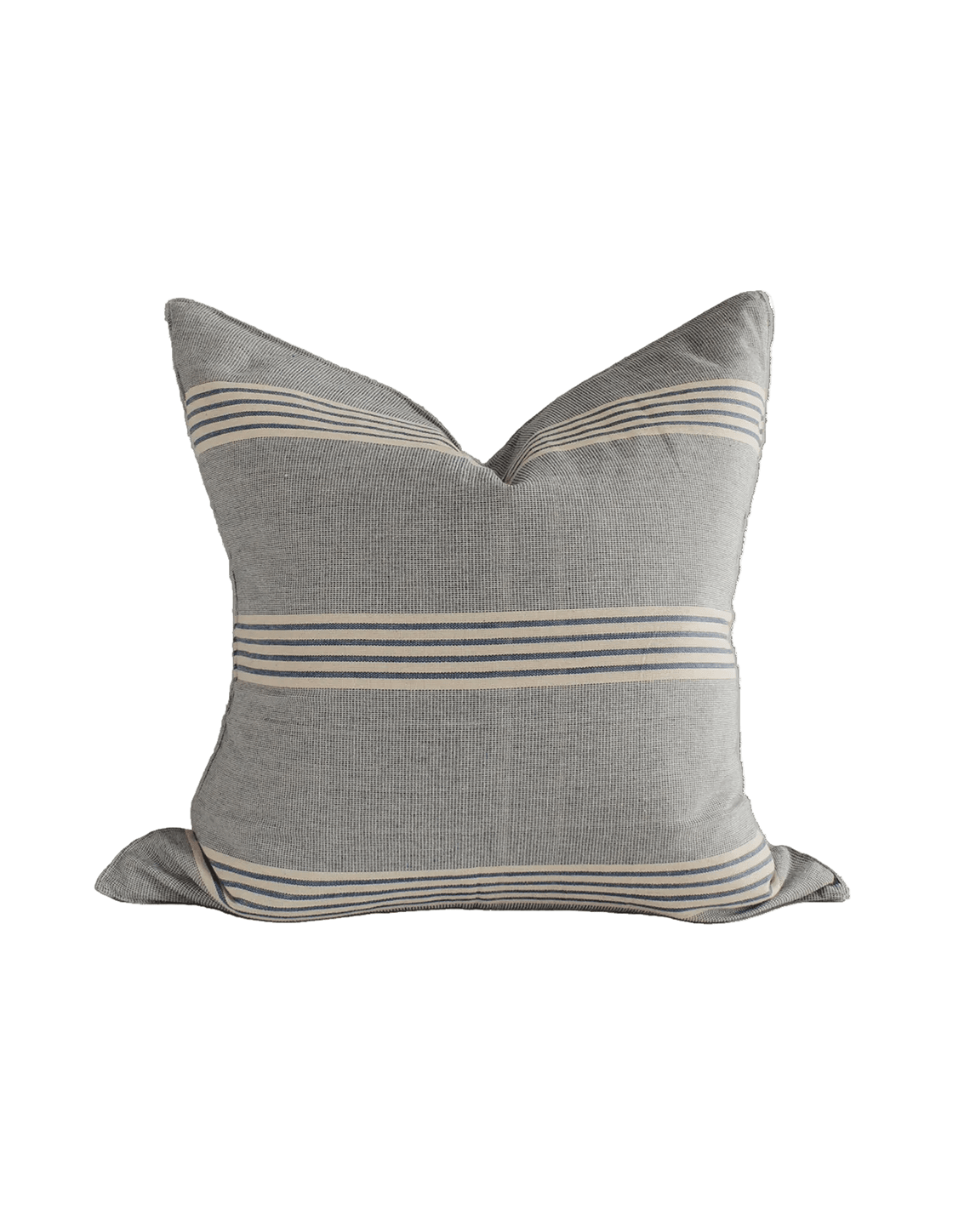 Blue Stripe Handwoven Cotton Cushion - Faire Living