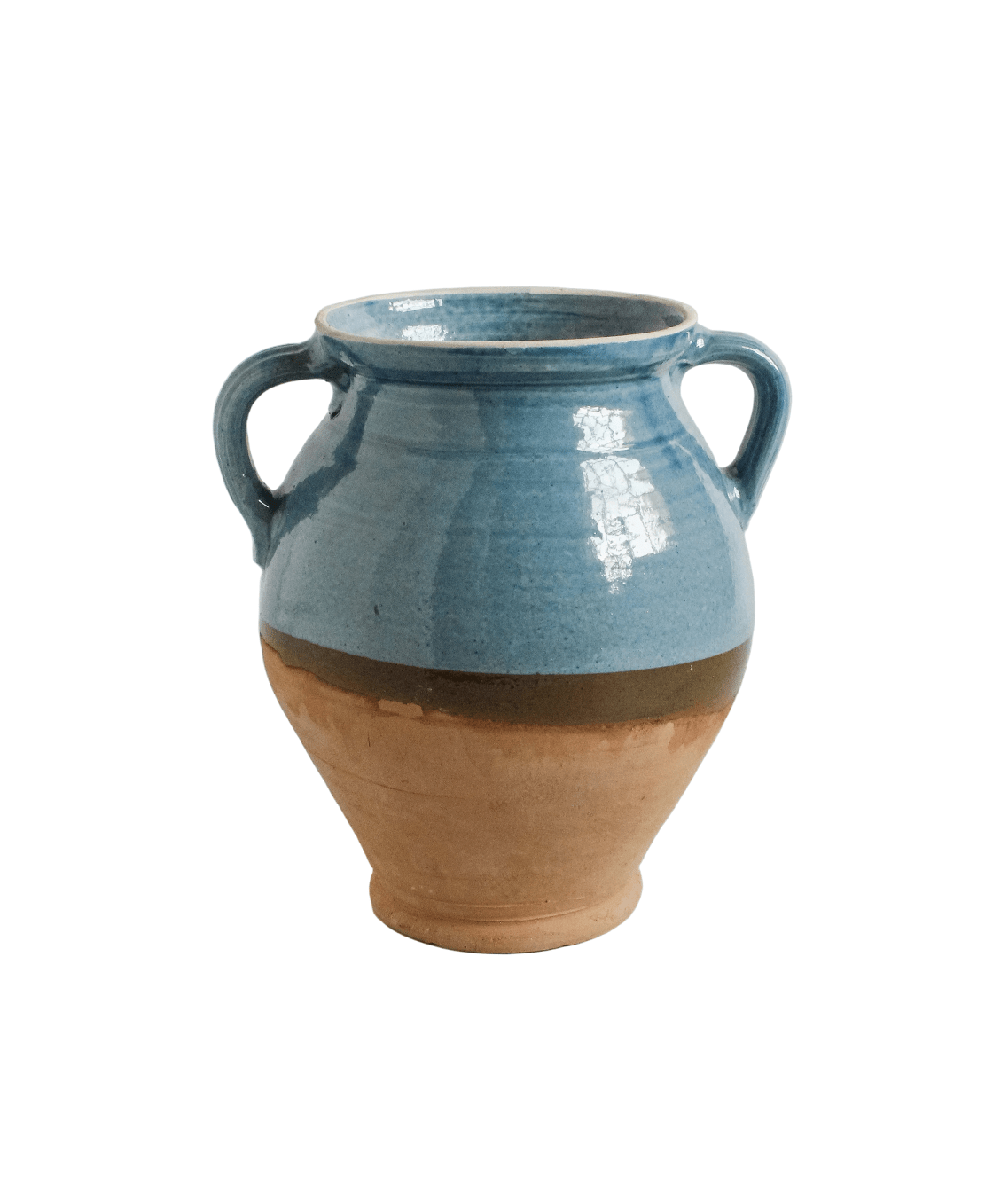 Vintage Blue Two Toned Hungarian Clay Jug - Faire Living