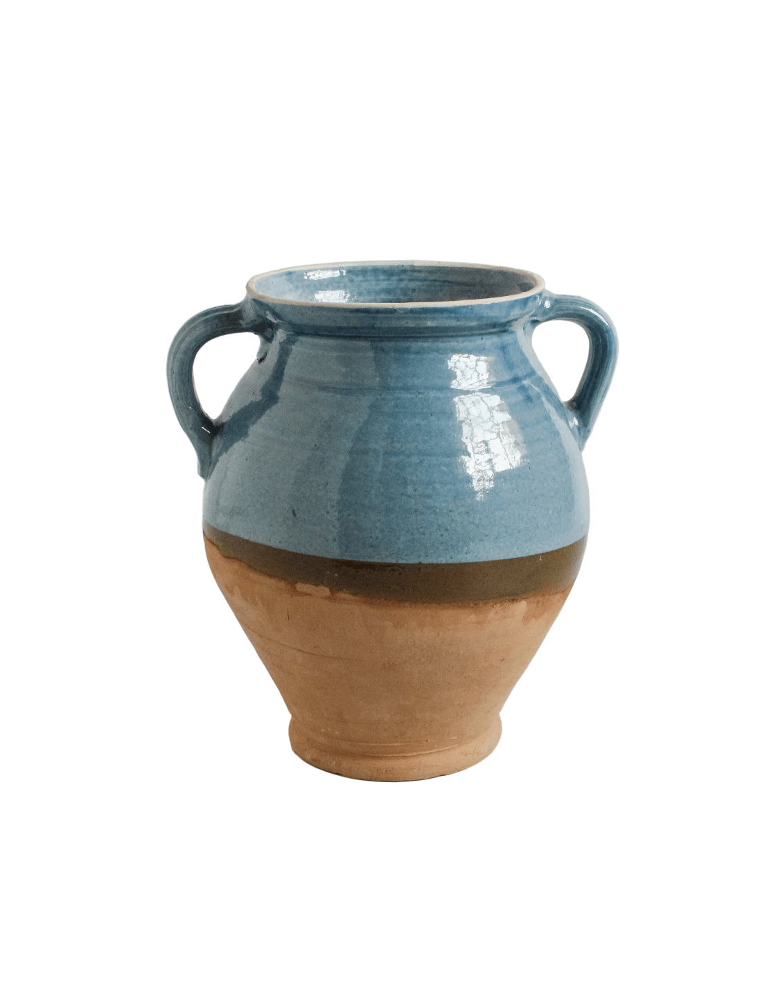 Vintage Blue Two Toned Hungarian Clay Jug - Faire Living