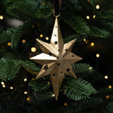 Gold North Star Ornament — Handcrafted Metal with Velvet Ribbon