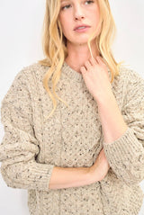 Inishbofin Ladies Aran Sweater in Oat