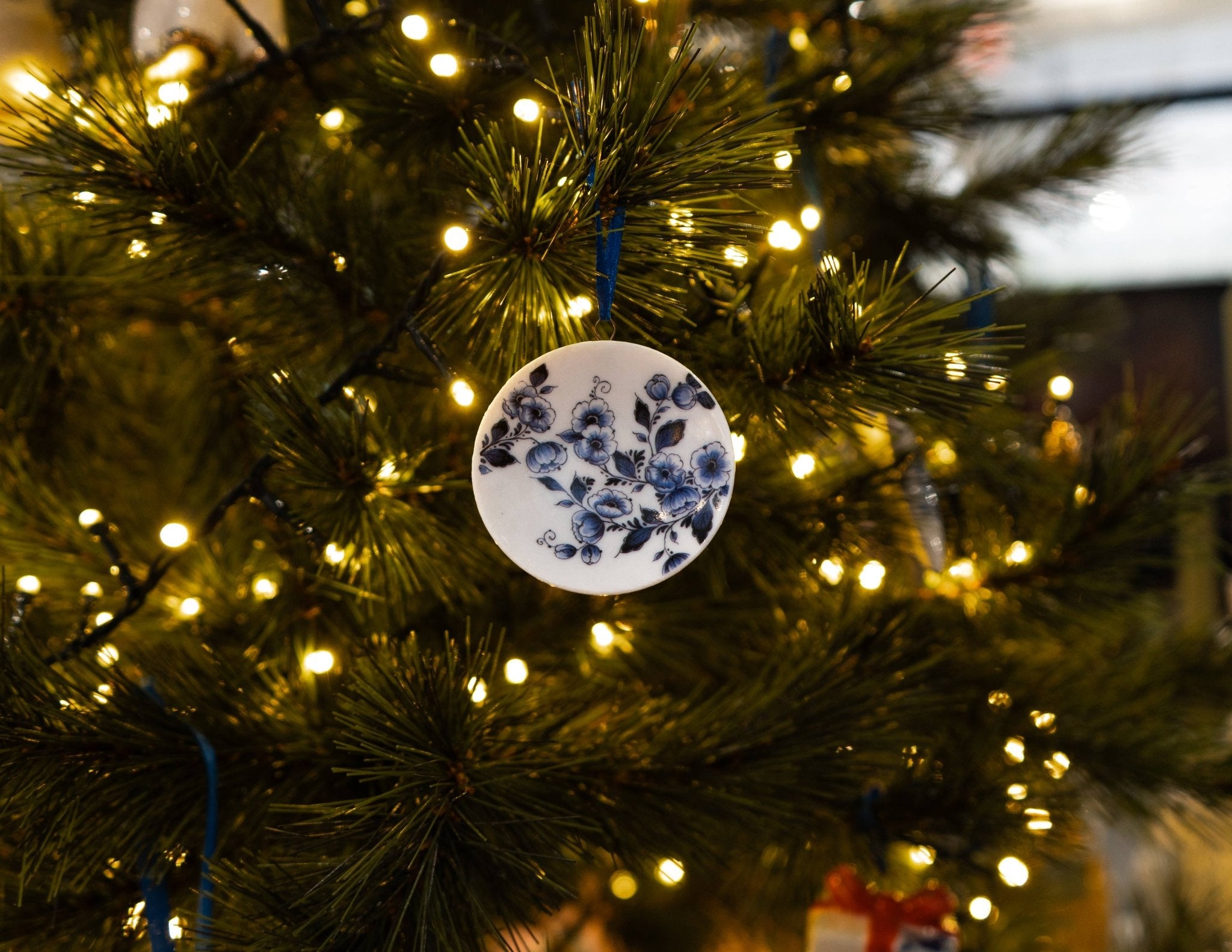 Delft Blue Floral Plate Ornament - Faire Living