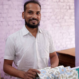 Small Blue Block Printed Gift Bags