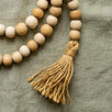 72 inch Celtis wooden beaded garland on jute rope