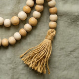 72 inch Celtis wooden beaded garland on jute rope