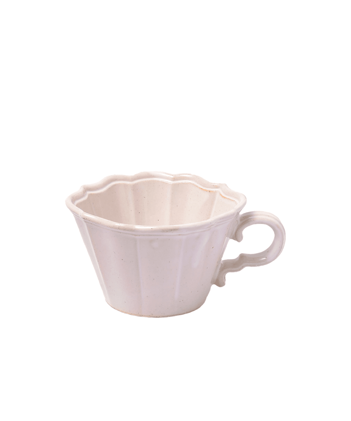 White Japanese Scalloped Stoneware Mug - Faire Living Group Inc.