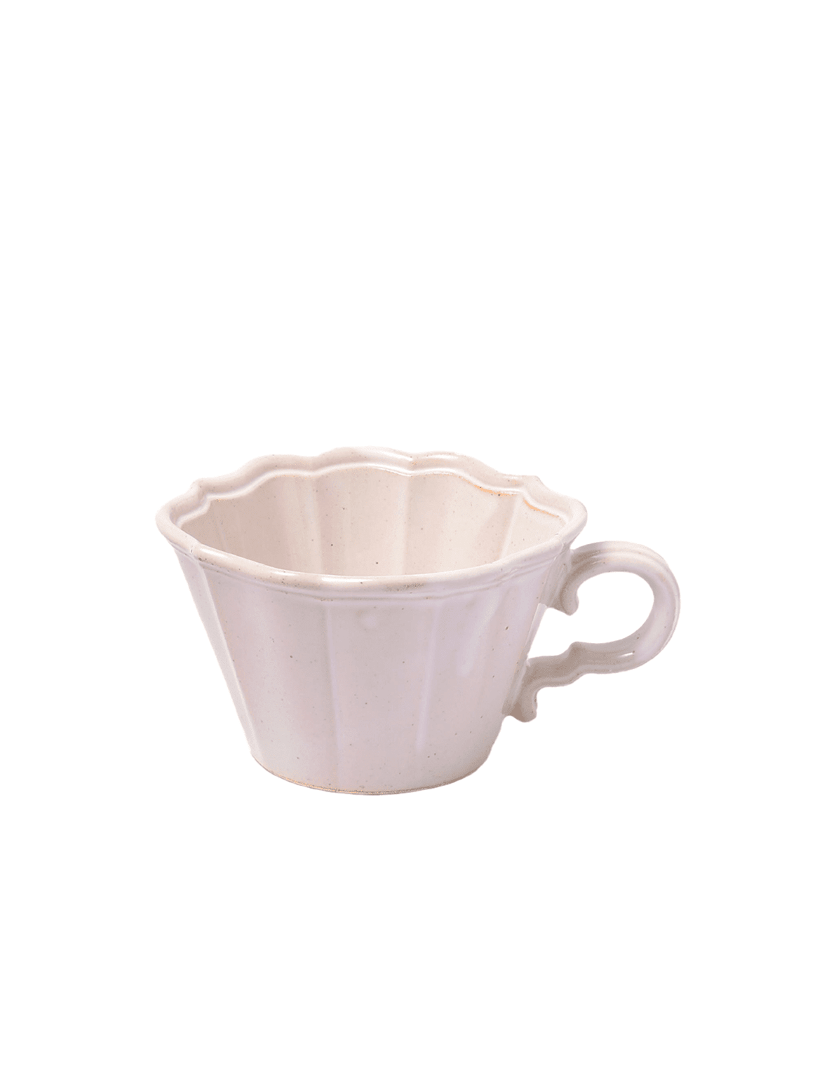 White Japanese Scalloped Stoneware Mug - Faire Living Group Inc.