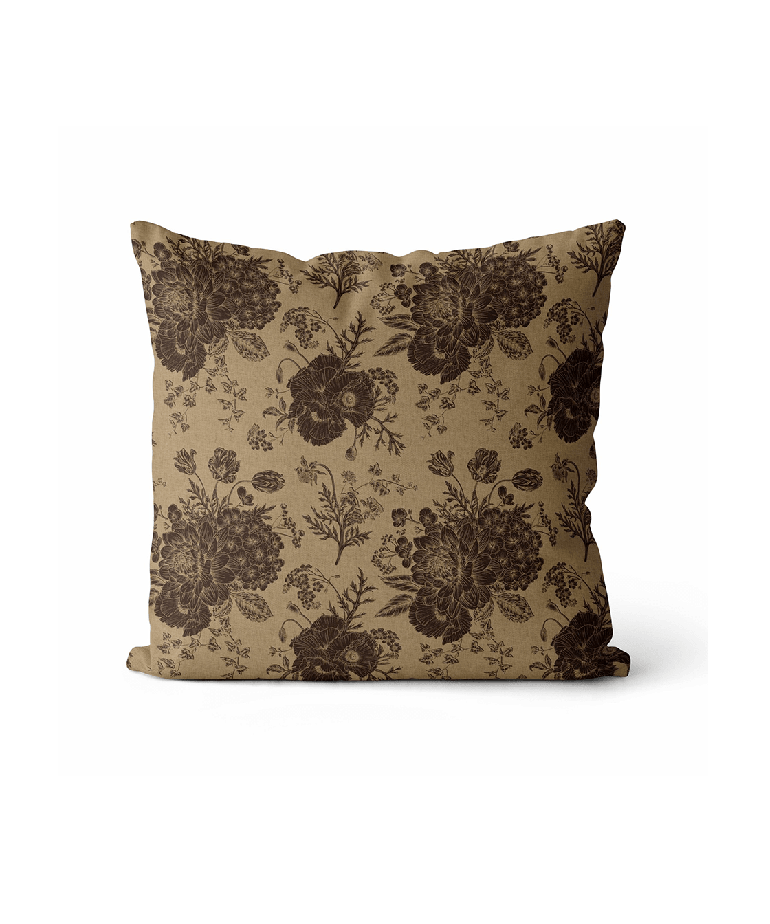 Chocolate Floral Cushion Cover | Organic Cotton Linen - Faire Living