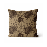 Chocolate Floral Cushion Cover | Organic Cotton Linen - Faire Living