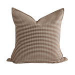 Chocolate Gingham Handwoven Cotton Cushion - Faire Living