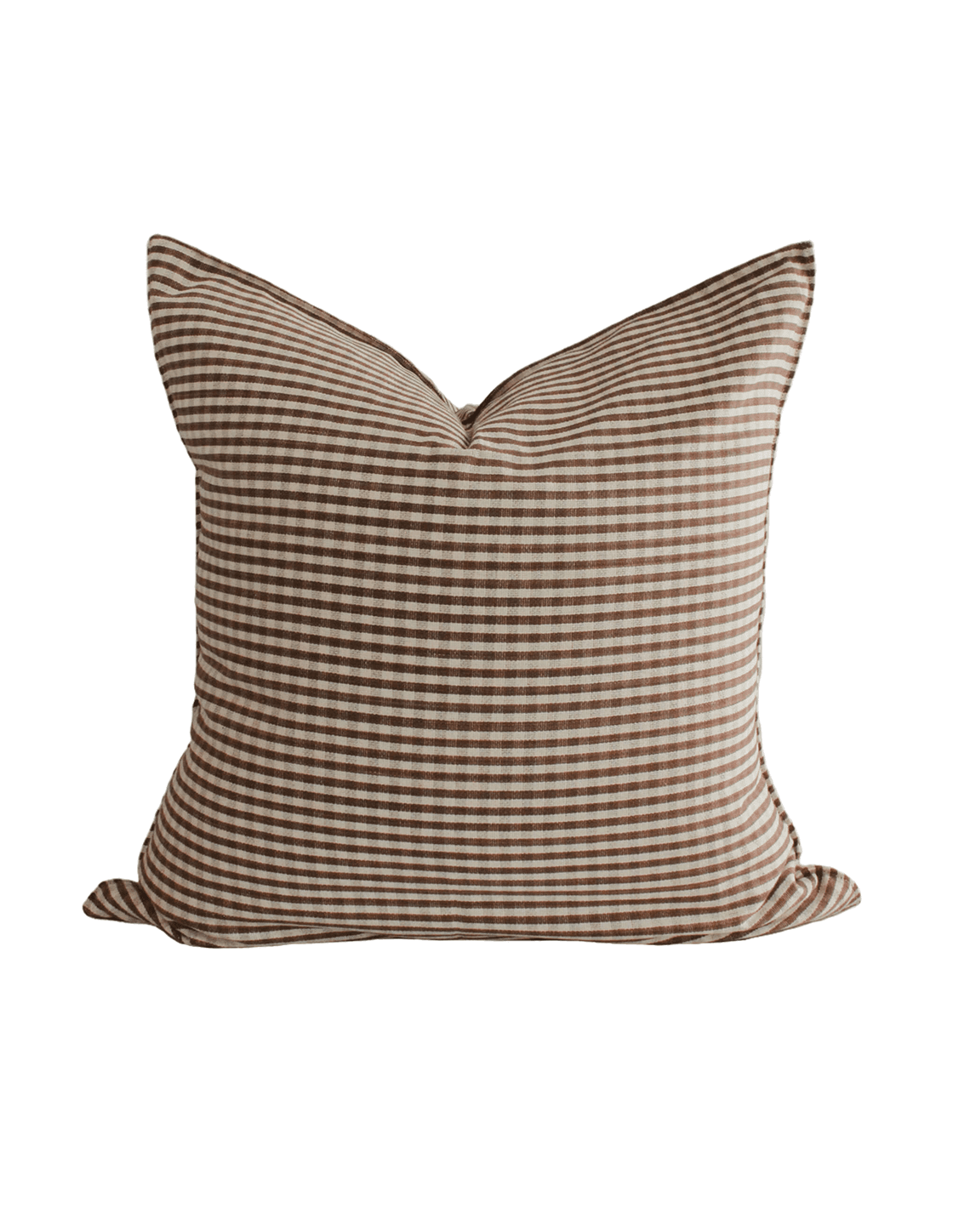 Chocolate Gingham Handwoven Cotton Cushion - Faire Living