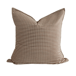 Chocolate Gingham Handwoven Cotton Cushion - Faire Living