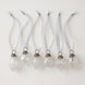 Set of six clear crackle glass Christmas baubles with bronze caps and ribbon hangers, made in India