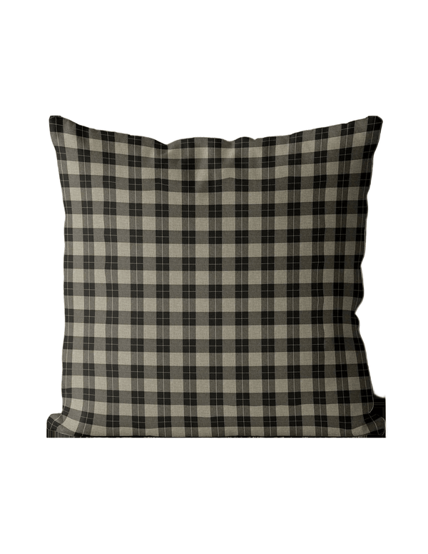 Black Gingham Cotton Linen Pillow Cover - Faire Living