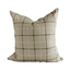 Brown plaid cushion cover in organic cotton linen blend