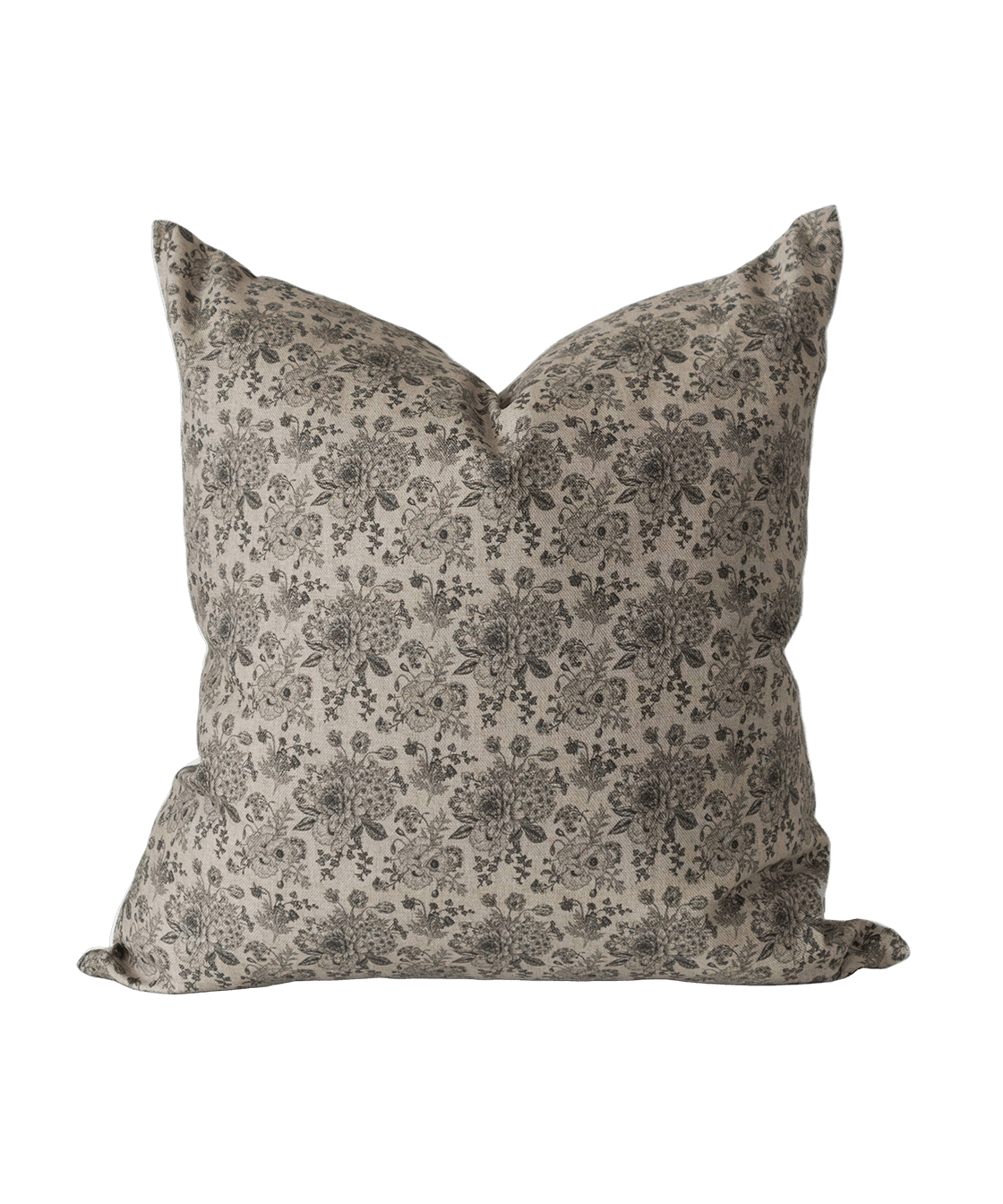 Brown Floral Cotton Linen Pillow Cover - Faire Living