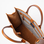 Jackie Cognac Midi Leather Briefcase - Faire Living