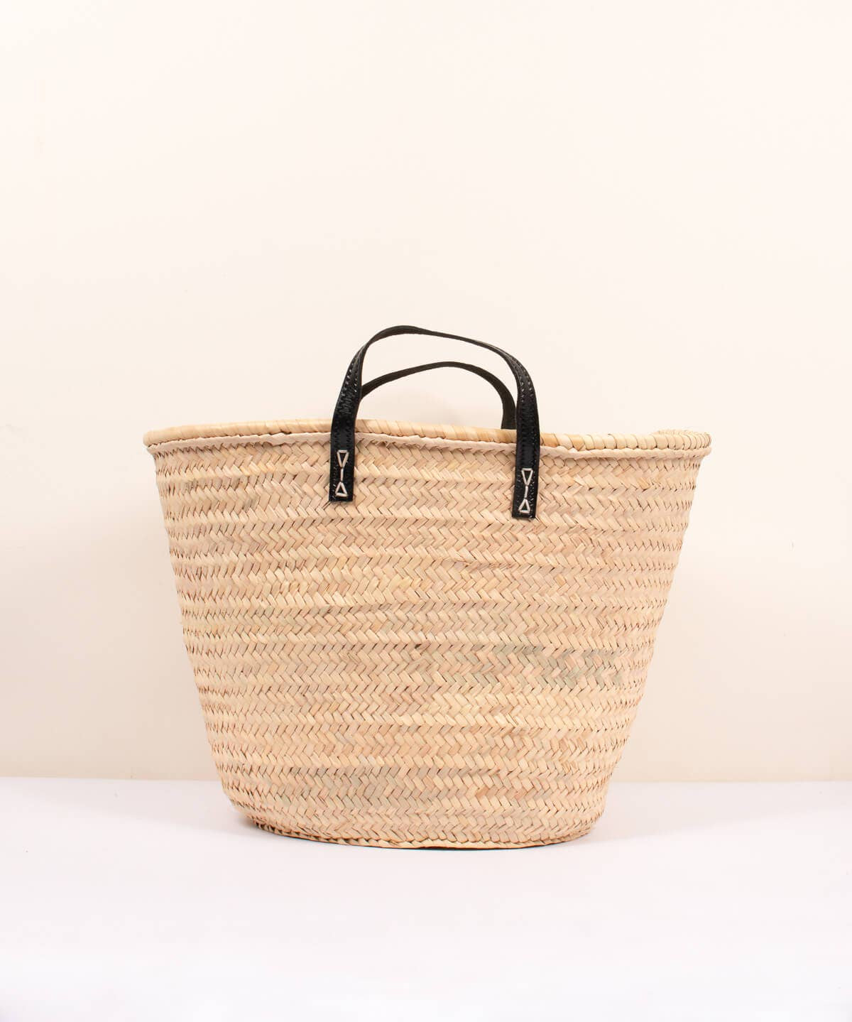 Black Leather Handled French Basket - Faire Living
