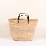 Black Leather Handled French Basket - Faire Living