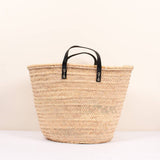 Black Leather Handled French Basket - Faire Living