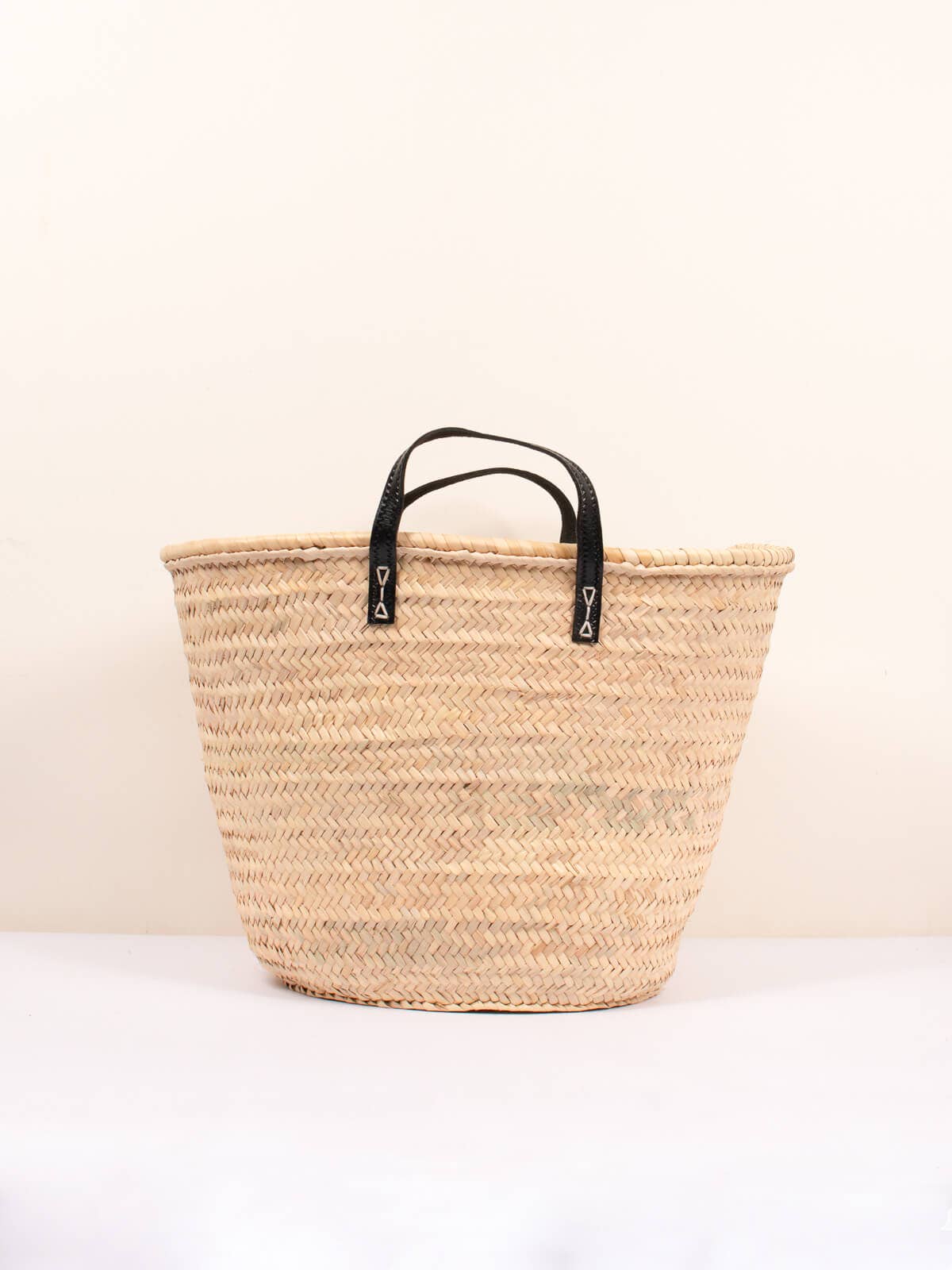 Black Leather Handled French Basket - Faire Living