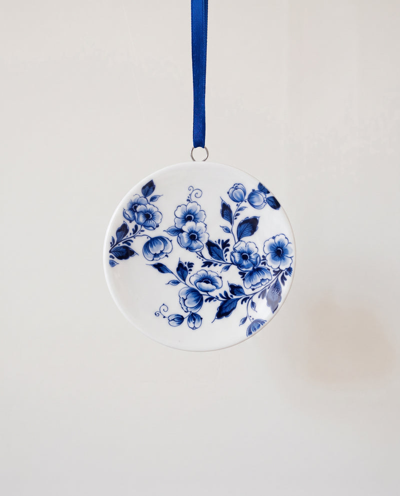 Delft Porcelain Floral Plate Ornament