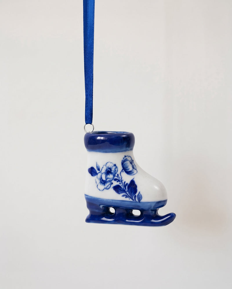 Delft Porcelain Ice Skate Ornament