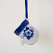 Delft blue hand-painted porcelain mitten ornament on a blue satin ribbon, made in Delft, Netherlands
