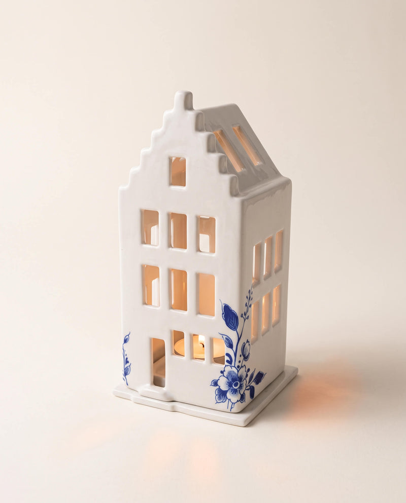 Delft Stepped Gable House Tealight Holder