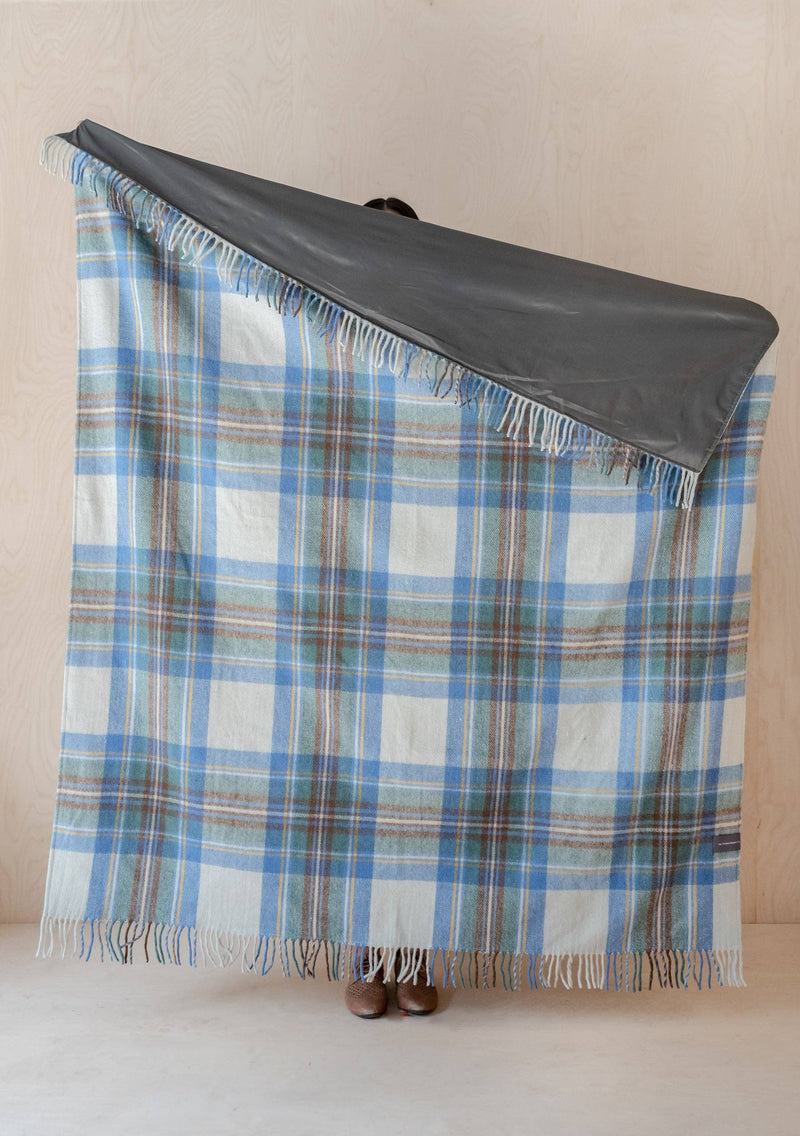 Waterproof Picnic Blanket & Carrier in Stewart Blue Tartan