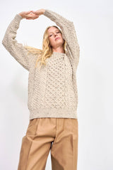 Inishbofin Ladies Aran Sweater in Oat