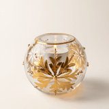 Egyptian Glass Gold Snowflake Votive Holder