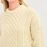 Pure Wool Aran Sweater in Inishbofin Cream