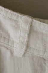 White Twill Linen Belted Skirt