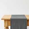 Forest green stone-washed linen table runner, woven in Lithuania from European flax
