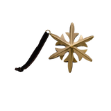 Gold Snowflake Ornament — Handcrafted Metal with Velvet Ribbon