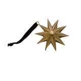 Gold Sunburst Ornament — Handcrafted Metal with Velvet Ribbon