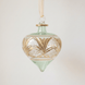 Hand-blown green glass droplet ornament brushed with gold accents, made in Old Cairo, Egypt