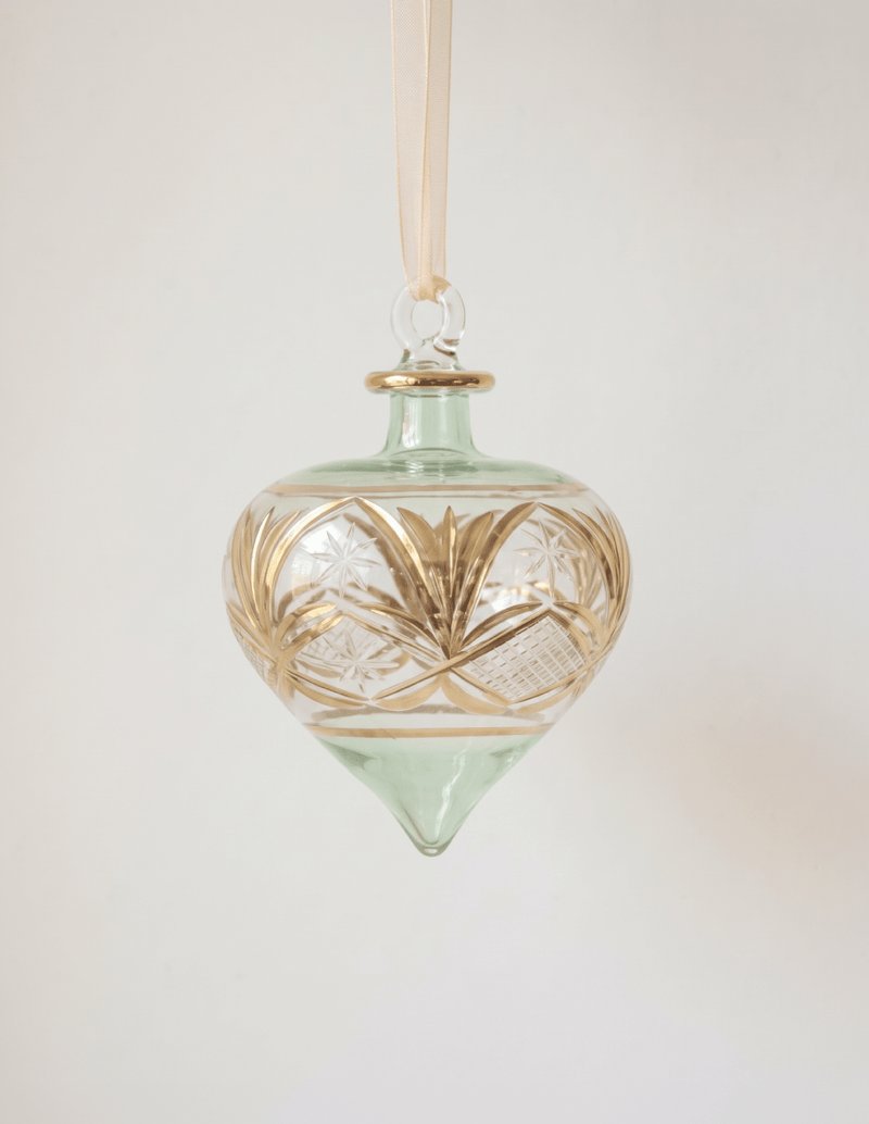 Green Droplet Egyptian Glass Ornament