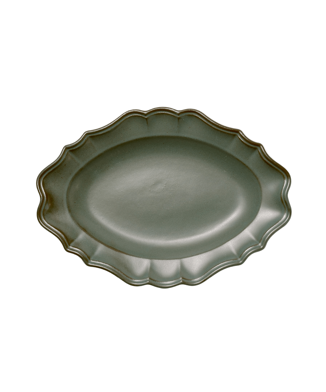 Manoir Green Scalloped Japanese Stoneware Platter - Faire Living