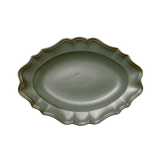 Manoir Green Scalloped Japanese Stoneware Platter - Faire Living