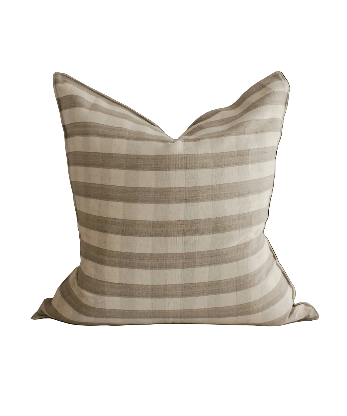 Greige Gingham Handwoven Cotton Cushion - Faire Living